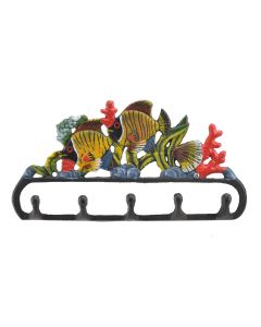 Cast Iron Wall Hook Rack Tropical Fish & Coral Decor