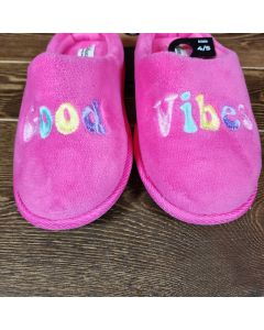dearfoams Kids' Good Vibes Slide Slippers - Hot Pink 2-3