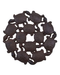 Decorative Baby Turtles Stepping Stone Rust Cast Iron Yard Garden Decor 10.25"