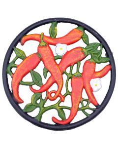 Decorative Cast Iron Trivet Chilli Peppers Kitchen Decor Hot Pad Pot Stand 7"