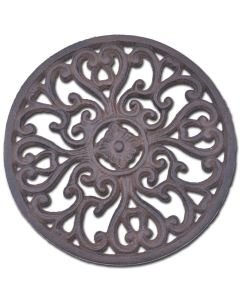Decorative Cast Iron Trivet Ornate Heart Design Round Kitchen Hot Pad