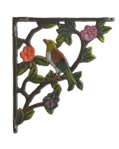 Decorative Cast Iron Wall Shelf Bracket Brace Bird On Branch Color 7.625" Deep