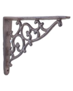 Decorative Cast Iron Wall Shelf Bracket Ornate Vine Rust Brown Brace 7.125" Deep