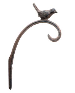 Decorative Plant Hanger Chickadee Bird Brown Cast Iron Basket Hook 5.125" Deep