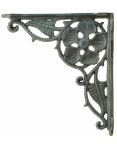 Decorative Shelf Bracket Flower Leaf Brace Distressed Cast Iron Decor 9.38"