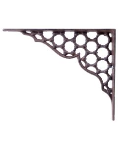 Decorative Shelf Bracket - Hexagon Lattice - Rust Brown Cast Iron - 9.25"