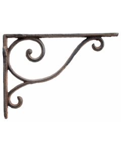 Decorative Wall Shelf Bracket Simple Vine Rust Brown Cast Iron Brace 9" Deep