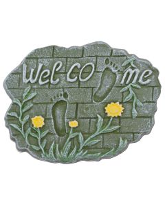 Decorative Welcome Stepping Stone Plaque Footprints On Brick Cast Iron 10.75"