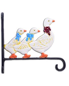 Duck Family Plant Hanger Flower Basket Hook Colorful Cast Iron Large 10.125" D