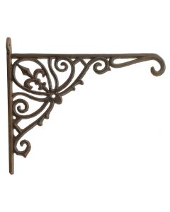 Fleur De Lis Plant Hanger Ornate Cast Iron flower hook Rust Brown Color 12" Deep