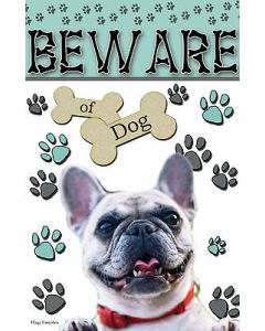 French Bulldog Beware Of Dog Double Sided Funny Pet Puppy Garden Flag Emotes