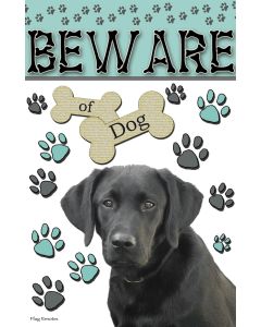 Funny Dog Garden Flag Beware Of Dog Black Lab Labrador Yard Banner Double Sided