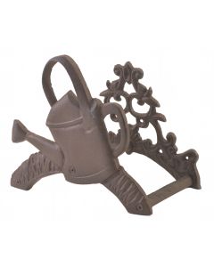 Garden Hose Holder Cast Iron Hanger Reel Watering Can Design Decor 7.625" Tall N