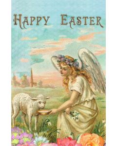 Happy Easter Angel & Lamb Garden Flag Emotes Double Sided Holiday Yard Banner
