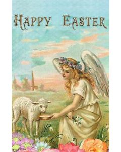 Happy Easter Angel & Lamb Garden Flag Emotes Double Sided Holiday Yard Banner
