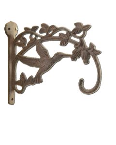 Hummingbird Plant Hanger Cast Iron Flower Basket Hook Outdoor Floral Decor 7.5"