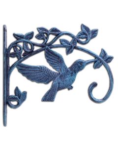 Hummingbird Plant Hanger Flower Hook Decorative Verdigris Cast Iron 11.25" Deep