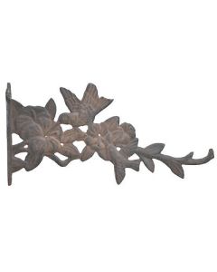 Hummingbirds Plant Hanger Decorative Cast Iron Flower Basket Hook 11.625"