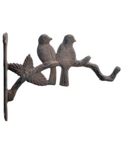 Love Birds Cast Iron Decorative Plant Hanger Flower Basket Hook 10" Deep Decor