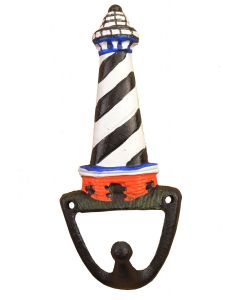 Nautical Black & White Lighthouse Wall Hook Decorative Beach Coat Hanger 6.375"
