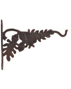 Oak Tree Leaf & Acorn Plant Hanger Decorative Cast Iron Hook 12.63" Outdoor