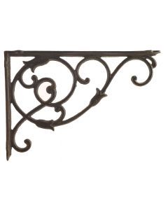 Ornate Cast Iron Shelf Bracket Decorative Corner Support Brace Brown 13.5" Deep