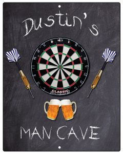 Personalized Man Cave Aluminum Sign Custom Dartboard & Beer Bar Decor 12" x 9"