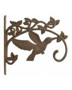 Plant Hanger Decorative Hummingbird Cast Iron Flower Basket Hook Large 11.25"