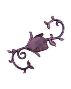 Rose Blossom S Style Plant Hook Cast Iron Flower Basket Hanger Decor 11.25" Long