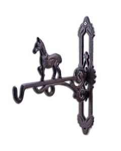 Rustic Horse Cast Iron Plant Hanger Flower Basket Hook 10.375" Deep Western Farm