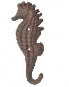 Seahorse Wall Hook Ocean Decor Rust Brown Decorative Coat Towel Hanger 5.25"