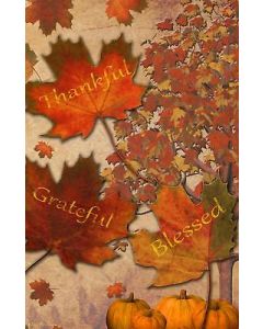 Thankful Grateful Blessed Fall Leaves Garden Flag Emotes Double Sided Pumpkins