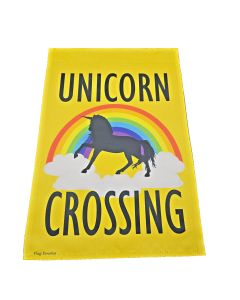Unicorn Garden Flag Rainbow Yard Banner – "Unicorn Crossing" Cute Outdoor Decor