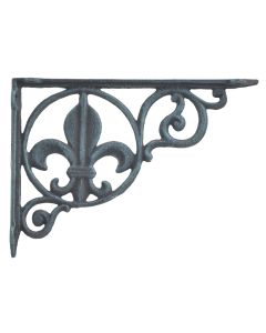 Wall Shelf Bracket Brace Fleur De Lis Verdigris Cast Iron Home Decor 8.625"