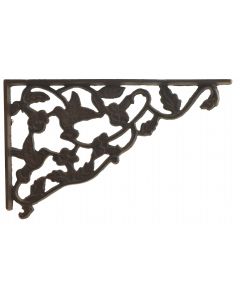 Wall Shelf Bracket Decorative Cast Iron Brace Hummingbird Vine Pattern 11.75"
