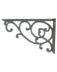 Wall Shelf Bracket Decorative Cast Iron Brace Ornate Vine Verdigris 12.375" Deep