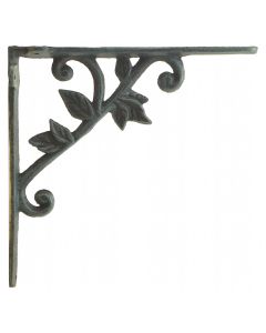 Wall Shelf Bracket Decorative Cast Iron Brace Vine & Leaf Verdigris 8.375" Deep