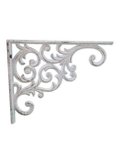 Wall Shelf Bracket Ornate Vine White Cast Iron Brace 9.375" Deep Crafting