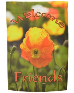 Welcome Friends Garden Flag Orange Flower Yard Decor Double Sided Banner