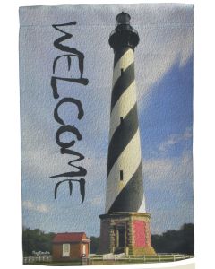 Welcome Garden Flag Lighthouse Yard Banner Beach Decor Double Sided Nautical