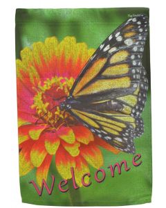 Welcome Garden Flag Monarch Butterfly Double Sided Yard Decor Banner