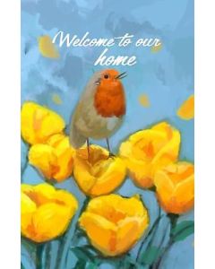 Welcome To Our Home Double Sided Garden Flag Emotes Bird & Flowers Banner Decor