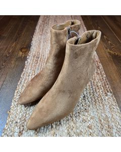 Women's Taylor Kitten Heel Ankle Boots Tan Memory Foam Bootie Sz 8.5