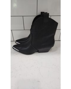 Women's Western Ankle Boots Henley Black Bootie Cowgirl Core Couture Silver Toe